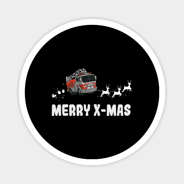 Fire truck Christmas Firefighter Magnet by Anassein.os